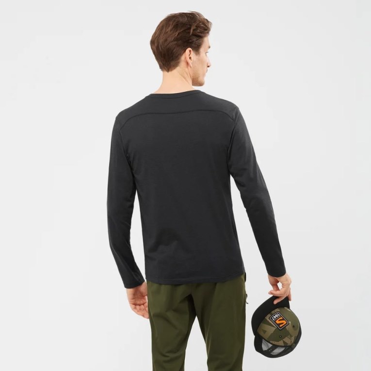 Black Salomon Essential Long Sleeve Men's T-Shirts | PH 94268V